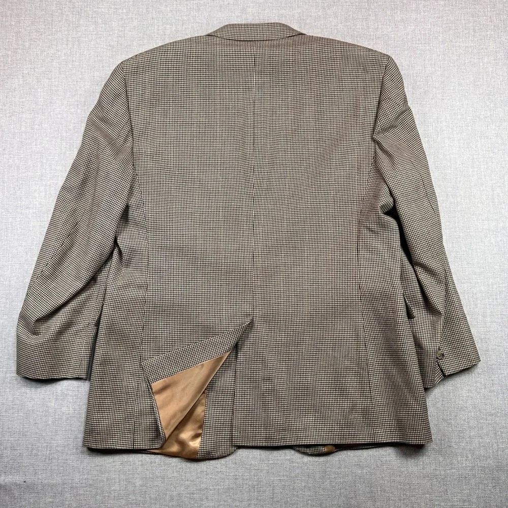Jos. A. Bank Silk Wool‎ Houndstooth Sport Coat Blazer Men 46R Brown Classic Prep